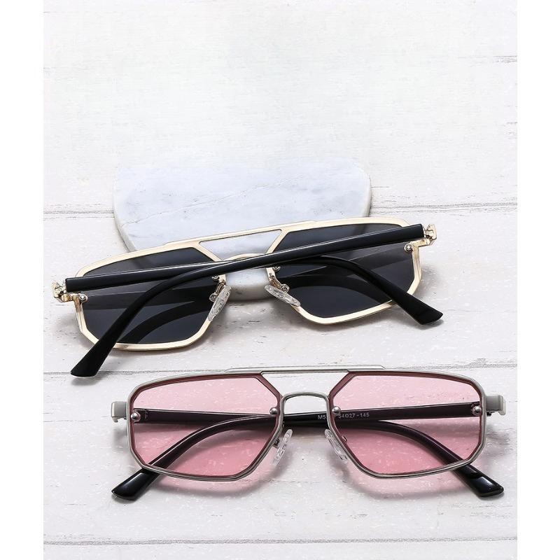 Women Trendy Luxury Steampunk Sunglasses Fashion Metal Double-Bridge High-End Large-Frame Shades Eyewear Classic Driving Shades