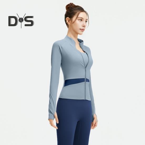 Women's Workout Jacket Full Zip Up Cropped Yoga Jacket Long Sleeve Slim Fit Athletic Top Running Track Sportwear for Fitness