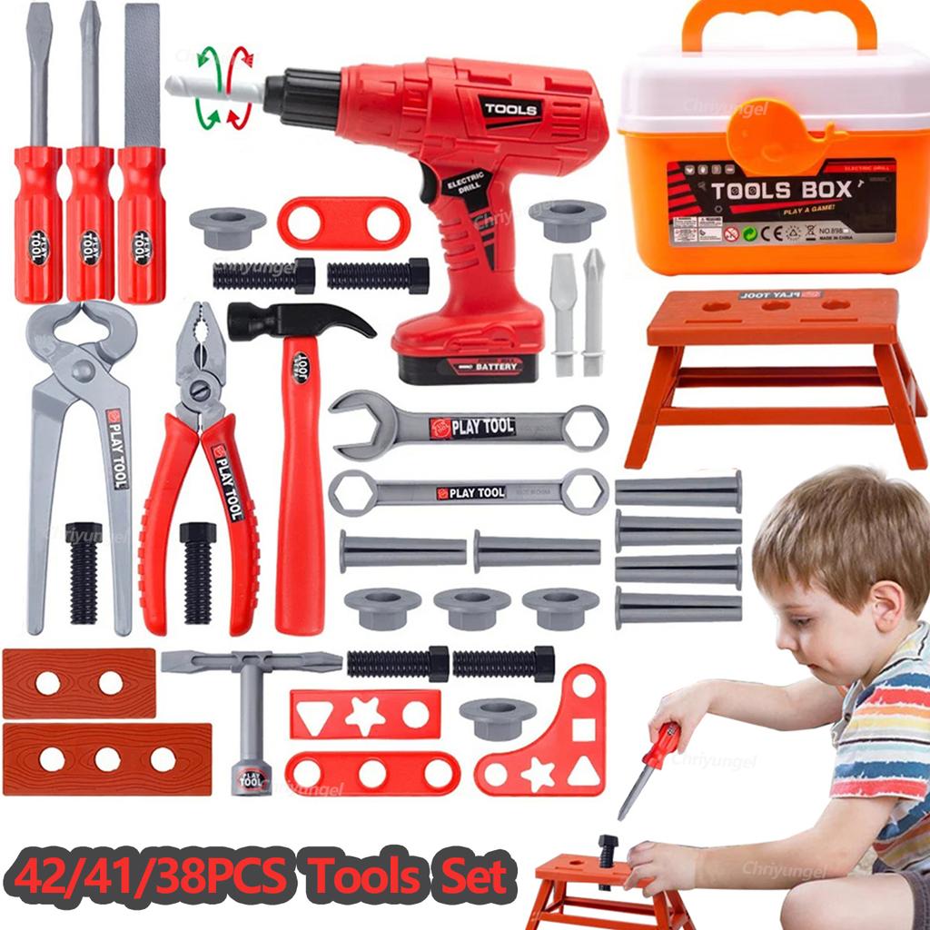 Kids Pretend Tools Kit 384142 Pcs Role Play Repair Construction Tool Kit Educational Learning Toys For Toddlersboys Girls Gift