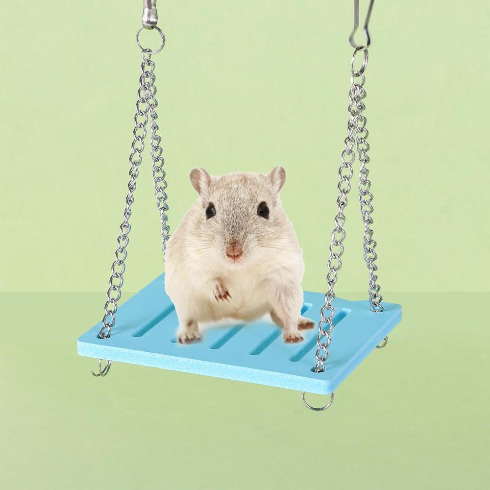 Conjunto de brinquedos para hamster inclui casa de hamster de madeira para pequenos animais, gerbil hamster, ponte arco-íris, brinquedo de gangorra, milho para mastigar