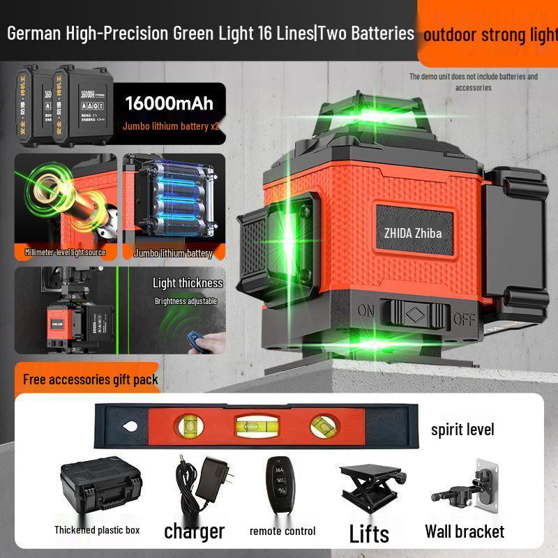 12-Line High Precision Green Laser Level - Outdoor Auto-Leveling with Strong Infrared Light