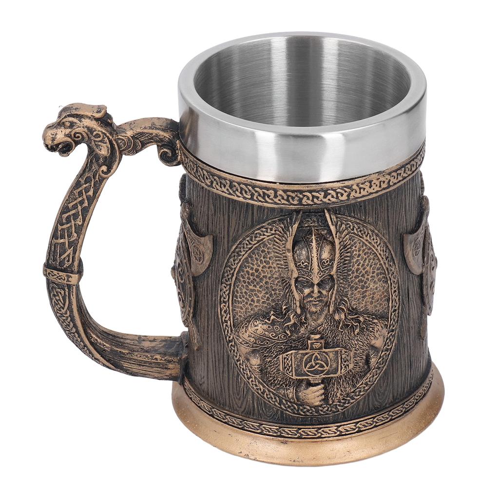 Nerezový hrnek Inovativní Pirátský Retro Velkokapacitní Pivní hrnek na Pivo Kávu Nápoj Bronzový