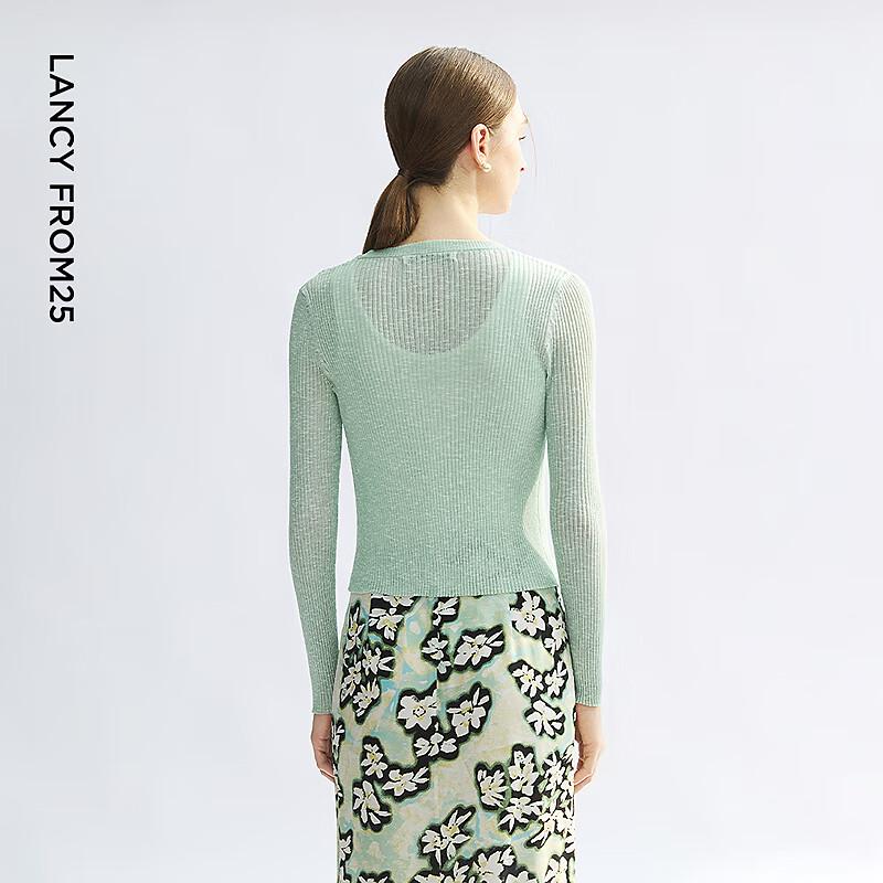 Lanzhi V-Neck Linen Blend Knit Cardigan