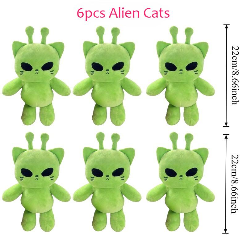Cartoon Alien Cat Plush Dolls Cool Green Kitten Soft Comfort Creative Stuffed Doll Home Ornaments Decoration Trendy Toys Gifts