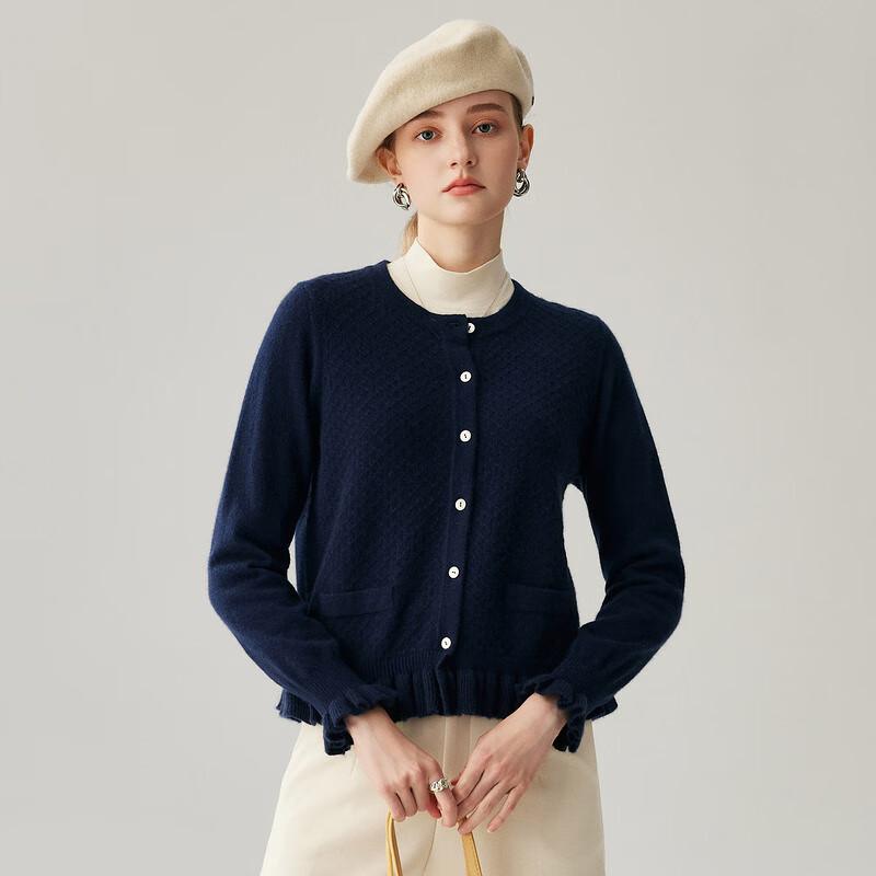 Zhaojun Women's Round Neck Thickened Cashmere Cardigan