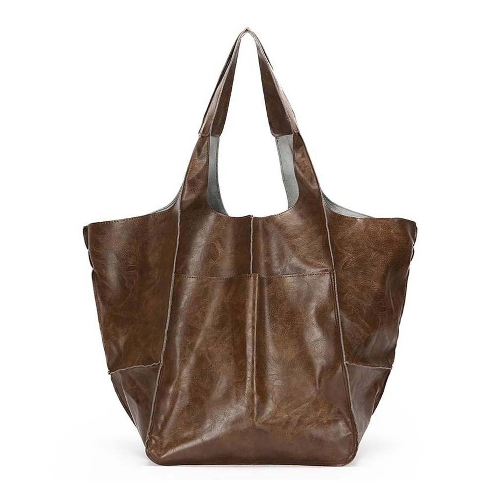 

Casual Large Capacity Shoulder Bag Magnetic Button Versatile Commuting Handbag School кавовий