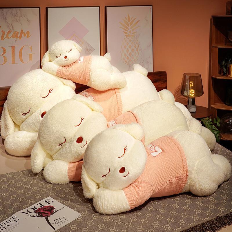 Sweater Lying Dog Plush Toy Cartoon Stuffed Animal Doll Back Decoration Cushion