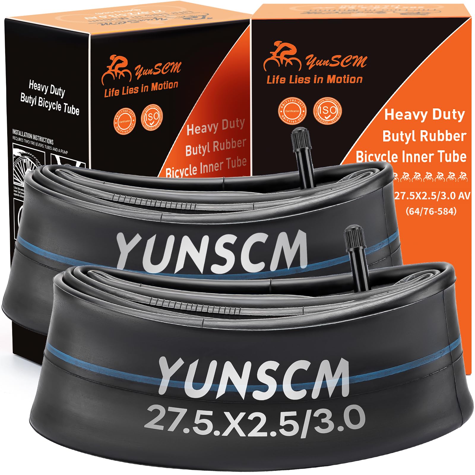 

YunSCM 2-Pack 27.5/3.0 Tubes, Thick Wall, 32mm Schrader Valve, 27.5x2.5/3.0 Bicycle Tubes, Suitable for 27.5x2.5/27.5x3.0 Mountain Bikes and Fat Bikes