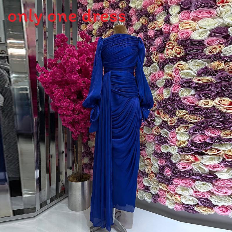 Polyester Pleated Dress With Long Sleeves For Elegant Women Spring