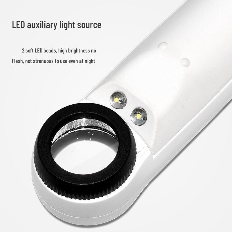40x HD Handheld Magnifying Glass with LED Light for Antiques, IC Chips, Jewelry, Jade