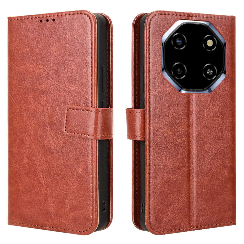 For Blackview Shark 6/Oscal Tiger 8 PU Leather Case with Strap Crazy Horse Texture Phone Wallet Cover