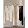 Fashionable Lightweight V-neck Cardigan - Transparent Summer Long Sleeved Shawl, Women's Casual Sexy Style, Elegant Cardigan