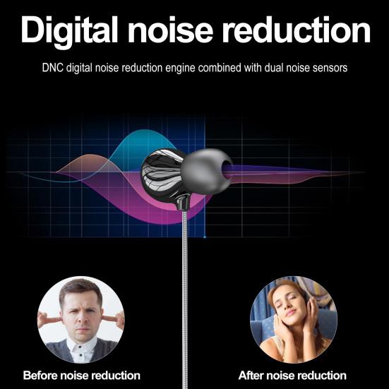 Wired Earphones In-Ear Noise Reduction Deep Bass Headphones with Microphone and Volume Control for Smartphone Laptop Computer