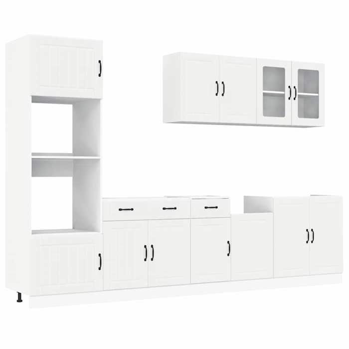 VidaXL Ensemble d'armoires cuisine 7pcs Kalmar blanc bois d'ingénierie, ensemble d'armoires, étagère de rangement, placard, 3314741