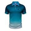 Men's Gradient Printed Short Sleeved Polo Shirt, Casual Outdoor Collar T-shirt, Summer Sports Men's Thin T-shirt Without Pocket