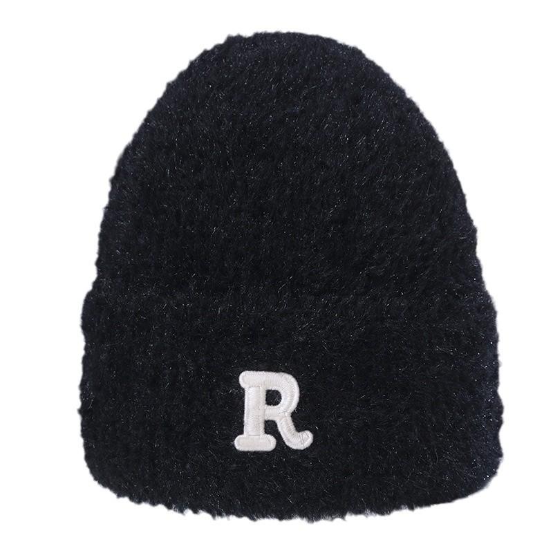 Women's Winter Warm Imitation Mink Knitted Hat Korean Version Versatile Big Head Circumference Showing Face Small Windproof Ear Protection Wool Hat