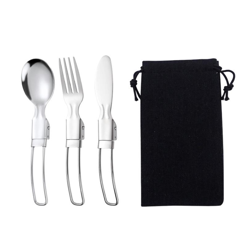 

Reusable Travel Utensils Set Stainless Steel Cutlery Set Flatware Sets with Bag