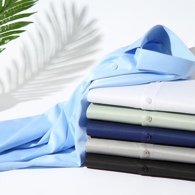 Herren Freizeit- und Mode-Langarm-Einfarbiges Hemd Bügelfrei und Knitterarm Business-Oberteil