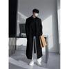 Casaco Trench de Lã Preto Masculino de Comprimento Médio – Outono/Inverno Caimento Solto, Estilo Coreano Engrossado.