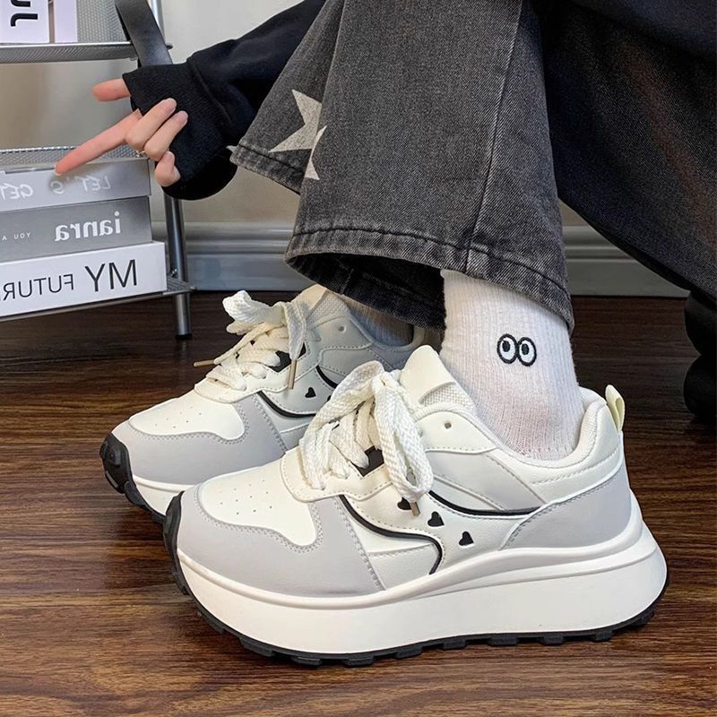 Woman Footwear High On Platform Spring Autumn Lace Up Shoes for Women Sneakers Harajuku Fashion Flowy Comfy Stretchy Y2k Vintage