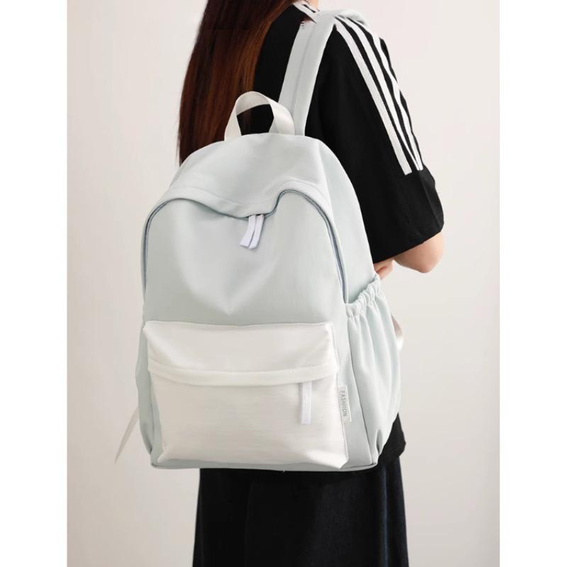 Simple Solid Color Backpack 2025 New Female College Student Schoolbag Large Capacity Junior High School Student Backpack Computer Bag