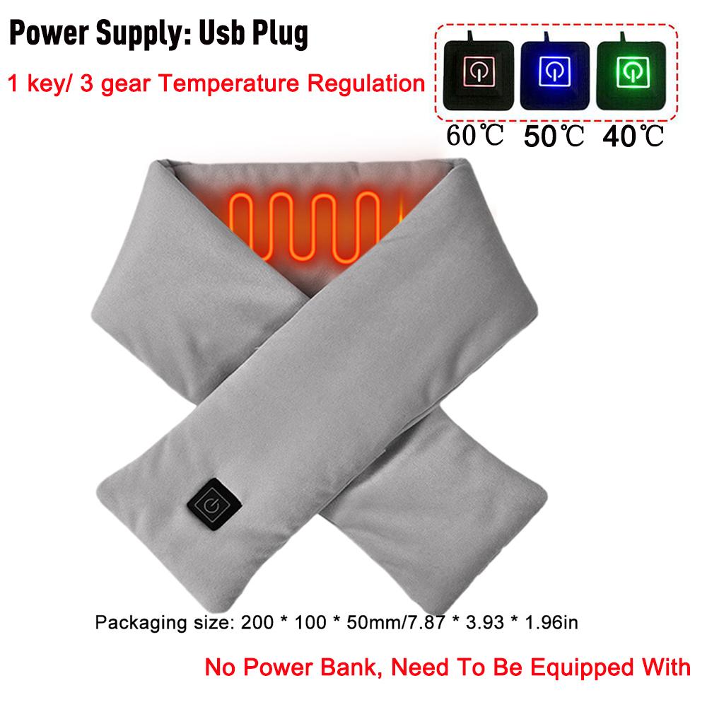 USB Women Men Heating Scarf Temperature Scarf 3 Gears Adjustable USB Charging Heat Control Neck Warmer For Cycling Camping