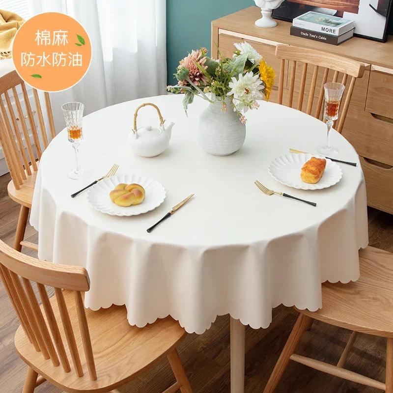 Proud Rose Waterproof Round Table Cloth Pvc Oil-Proof Table Cover European Household Round Plastic Dining Tablecloth Table Cover
