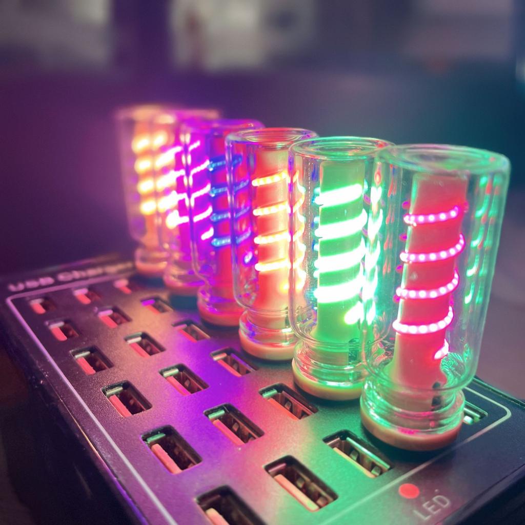 1Pc New Spiral USB Night Light Touch Bedside Car Atmosphere Light Ceramic LED Glass Bottle Romantic Mini
