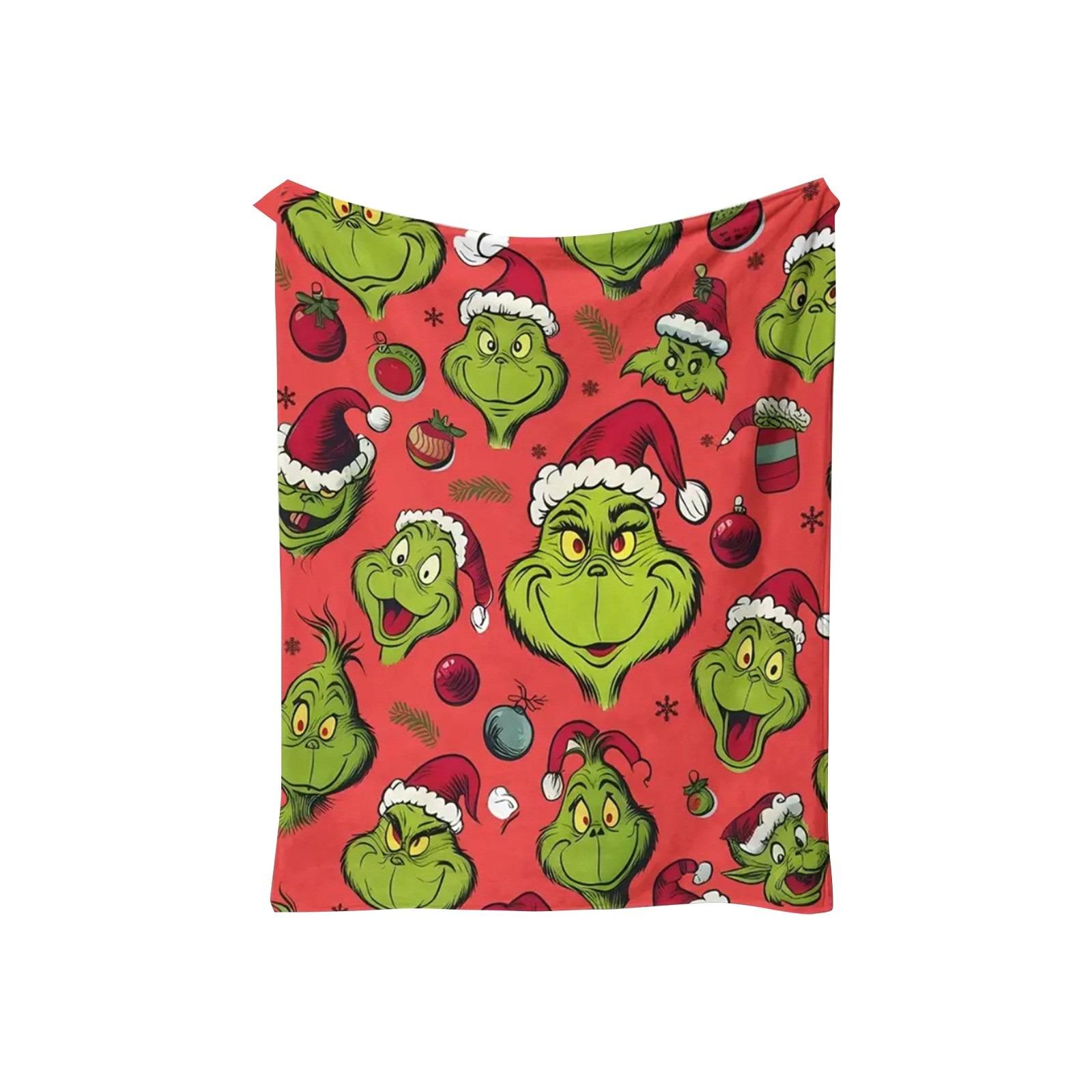 

Рождественское зеленое одеяло, фланелевое покрывало, одеяло с рисунком из мультфильма One Size