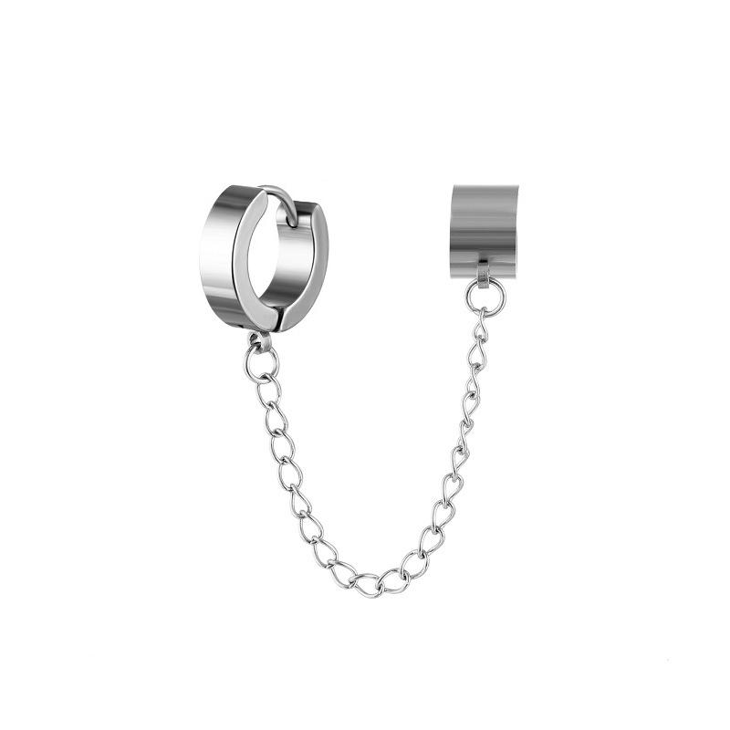 

1Piece Cross Skull Chain Tassel Dangle Earrings for Women/Men Stainless Steel Ear Bone Clips Single Double Ear Holes Jewelry