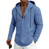 New Men’s Linen Plus-size Hooded Long-sleeved Top – Casual Plain-colour Hoodie