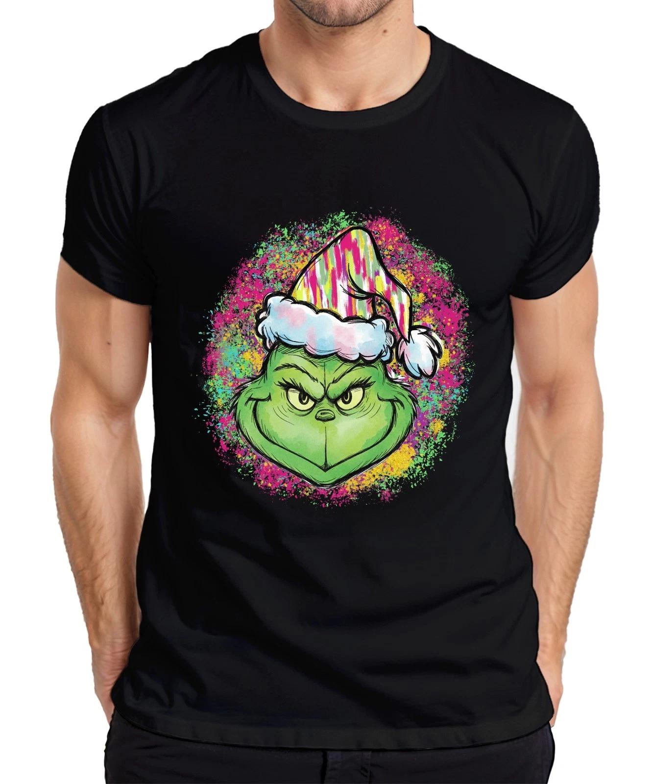 Grinch grimmig Weihnachtsgeschenk bunter Nikolaushut Retro Herren T-Shirt M