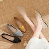 Pantofi de vară pentru femei, culoare solidă, cu vârf ascuțit, cu talpă plată, pantofi casual respirabili pentru femei, pantofi din pânză ajurată pentru femei, pantofi simpli franțuzești care nu obosesc picioarele