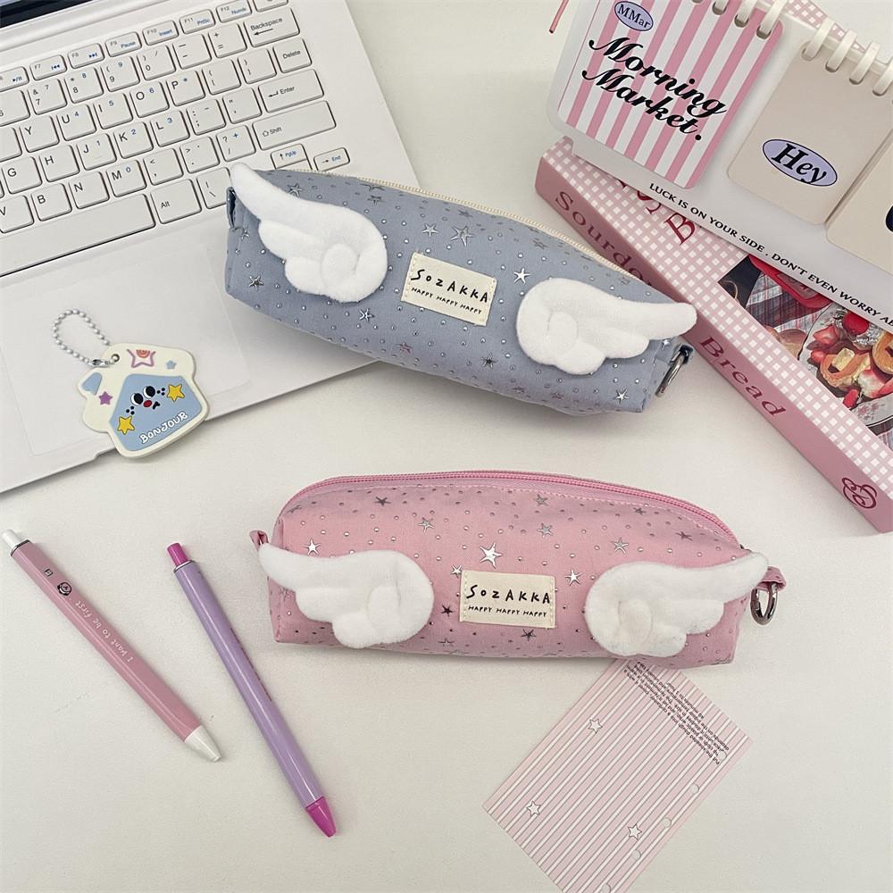 Angel Wings Star Pencil Case Large Capacity Storage Organizer For Students