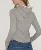 Lace Hoodie Slim Long Sleeve Gray Star