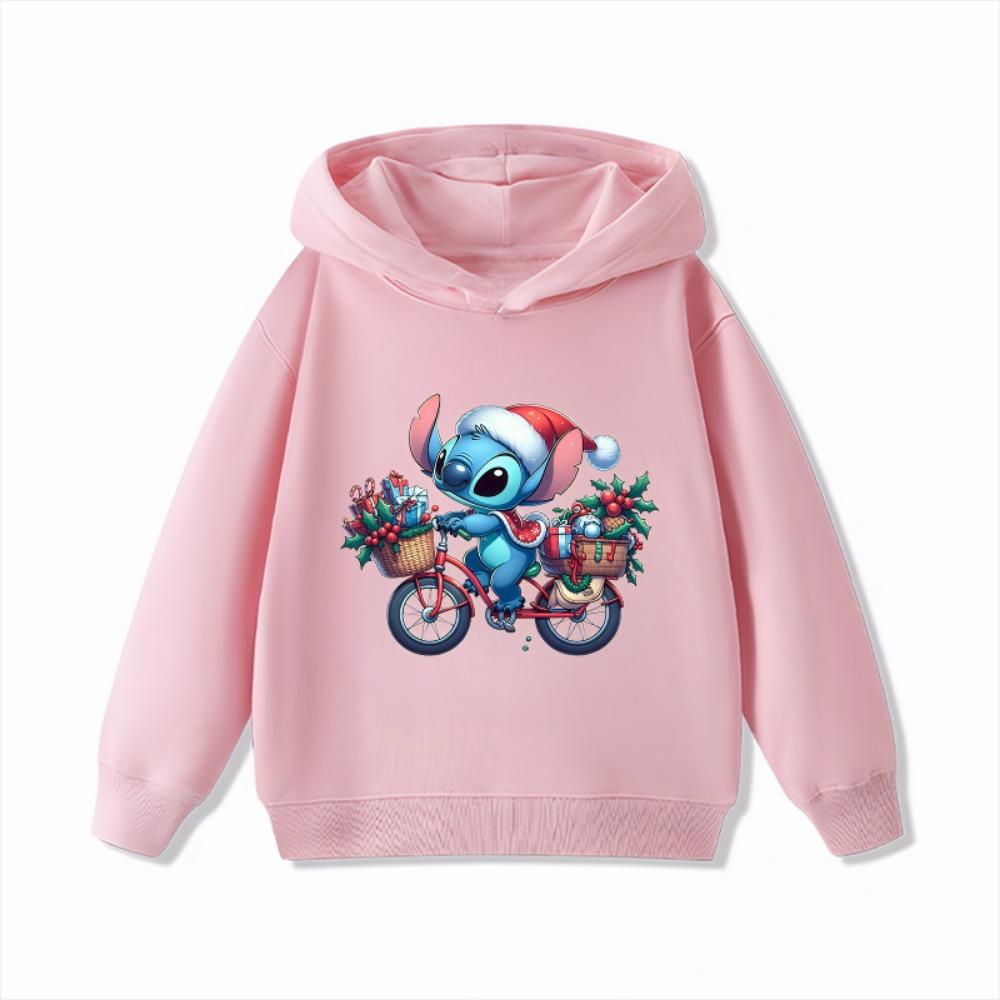 Disney Christmas Clothes Stitch Children's Hoodies Boys' and Girls' Clothing Autumn and Winter Warm Childrens Hooded Sweatshirts