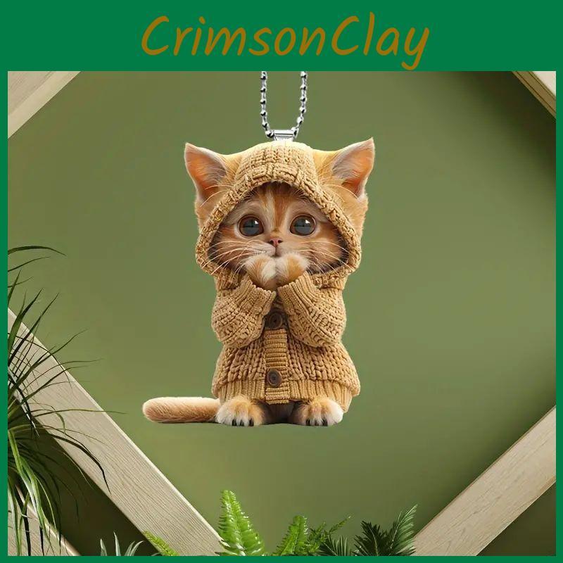 Acrylic Car Pendant With Cute Cat Christmas Tree Decoration Interior Vehicle