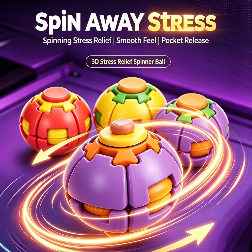 3D Printed Press-Rotating Fidget Spinner Toy Stress & Anxiety Relief Unique Sensory Press-to-Spin Fidget Toy for Adults Gift