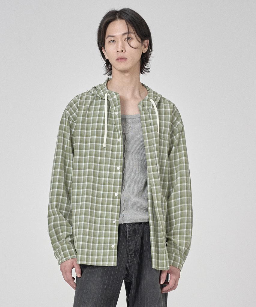 Sekeonmonollogeu Oversized Check Hoodie [Green]_Sesh012Green