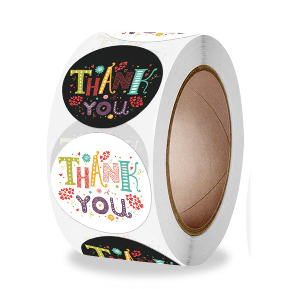 50-500pcs Holiday Wedding Decoration Stickers Thank You Flower Stickers 1inch Round Self-Adhesive Seal Labels