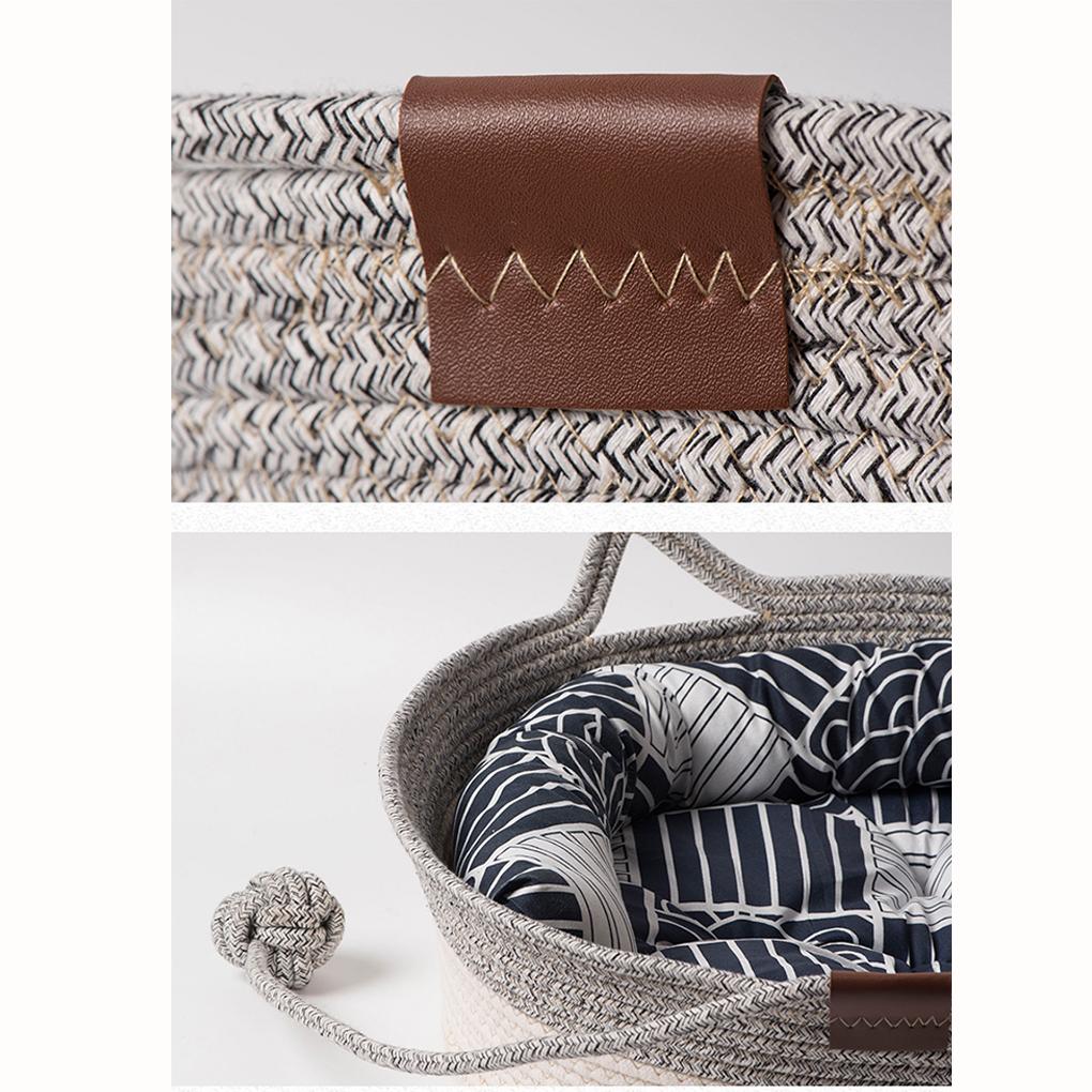 Gewebter Katzenkorb, Katzenbettkorb, runder Seil gewebter Raum, Katzennest, geeignet für Jahreszeiten, Sommerkratzhaus