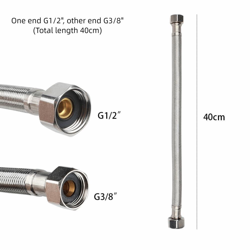 30/40cm Corrugated Water Hose Explosion-proof Large Flow Hot and Cold Water Faucet Inlet Hose Stainless Steel