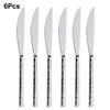 6/12/15Pcs Sliver Heavy Cutlery Stainless Steel 304 Tableware Western Dinner Set Mirror Hammer Pattern Handle Knife Fork Spoon