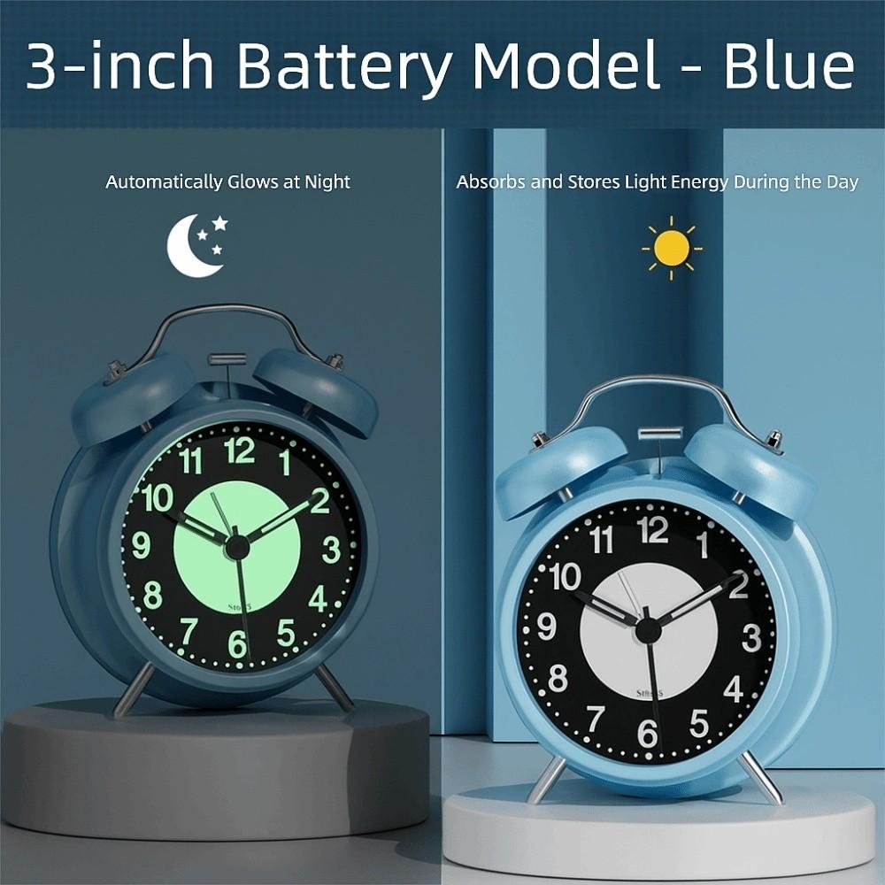 Metal Construction Metal Ring Alarm Clock Round Pointers Luminous Alarm Clock Home Decor