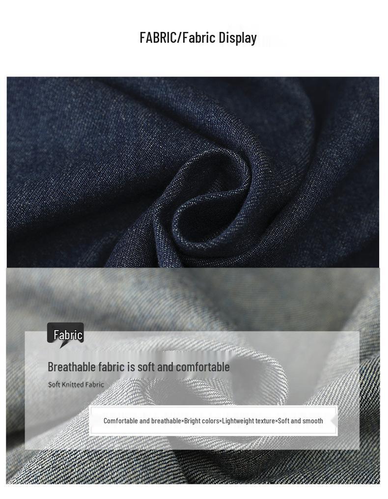 Women's Autumn Denim Shirt Jacket - Petite Casual Long-Sleeve Top