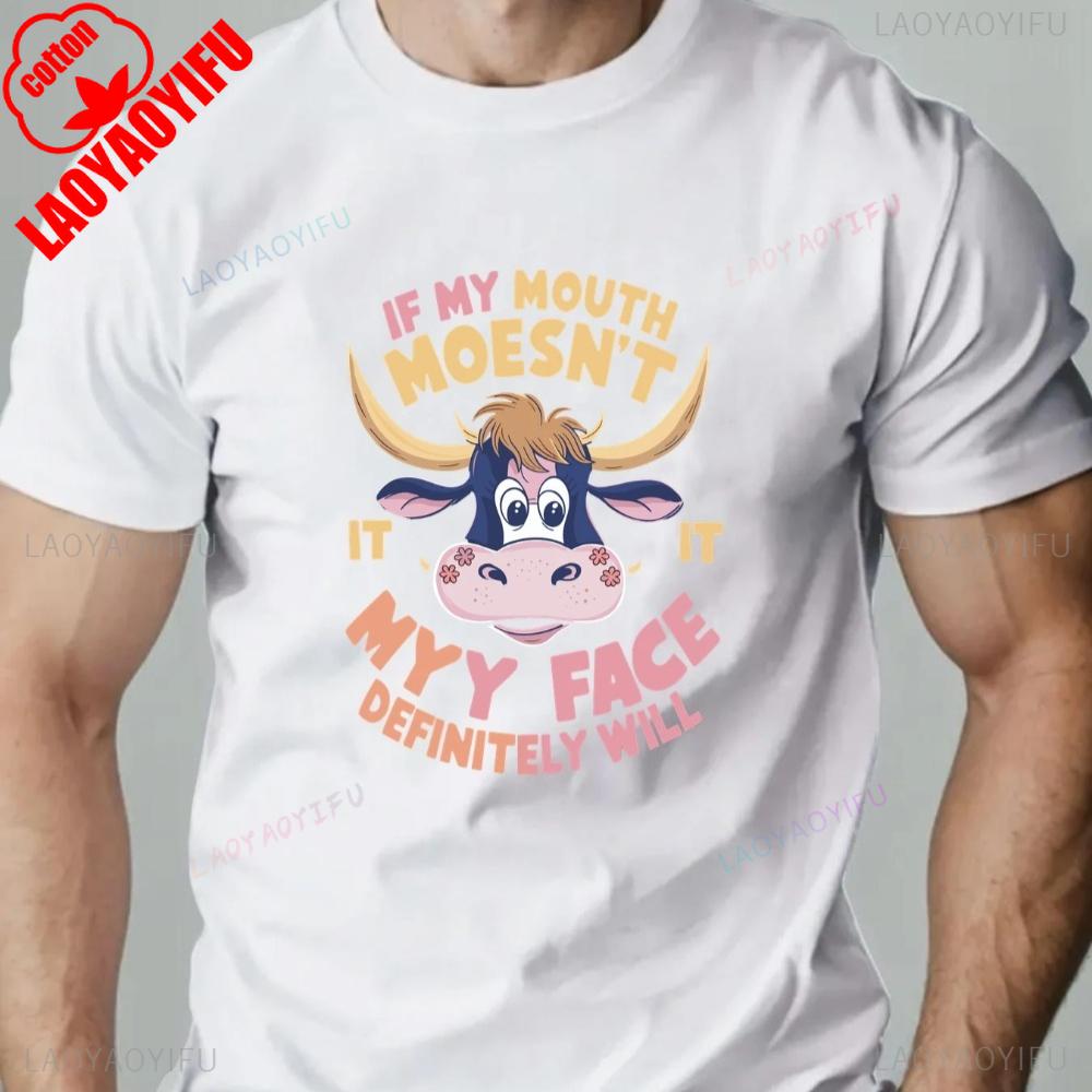 Retro Abstract Face Print Mens TShirt 2025 Cotton Round Neck Streetwear Breathable Summer Tees Cartoon Graphic Fashion Tee