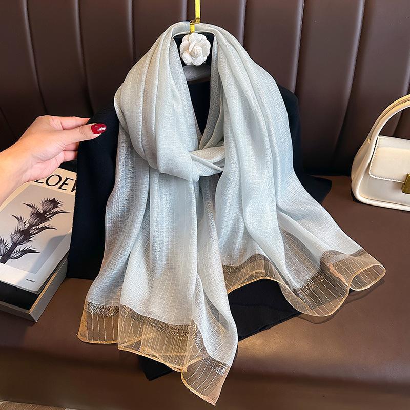 

Silk wool scarf Shawls and Wraps for Women stripe Bufandas Foulard Headkerchief Pashmina Poncho Scarves Headband Hijab Bandana 70x190cm