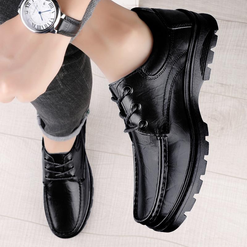 Fashion Genuine Leather Male Comfortable Casual Shoe Classic Men Shoes for Wedding All-match Male Dress Footwear Men's Lace-Up Flats