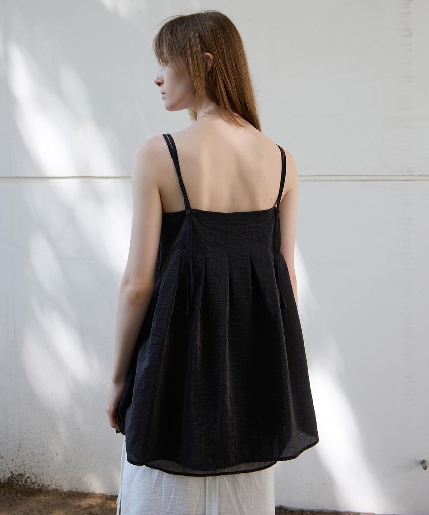 Leuba Double Strap Pleats Blouse - Black
