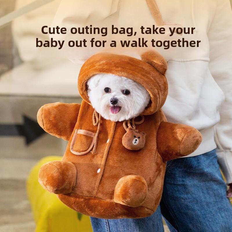 Autumn and Winter Cat Funny Burger Fries Out Bag Warm Cat Bag Dog Pet Backpack Messenger Bag Shoulder Bag